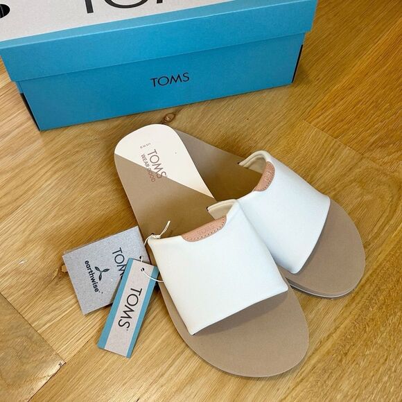 TOMS White Repreve Jersey Slide Sandals - Picture 1 of 6